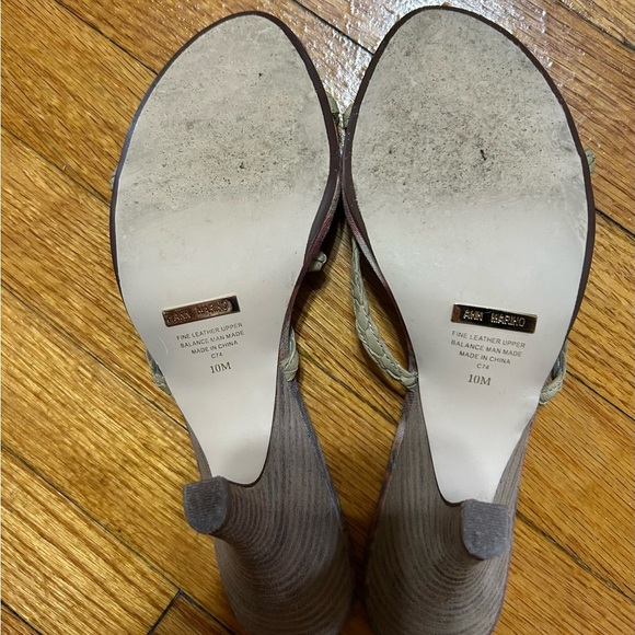 ANN MARINO SANDALS HEEL SHOES WITH SEA SHELLS  Green Leather With Print Art Sole - Picture 8 of 12